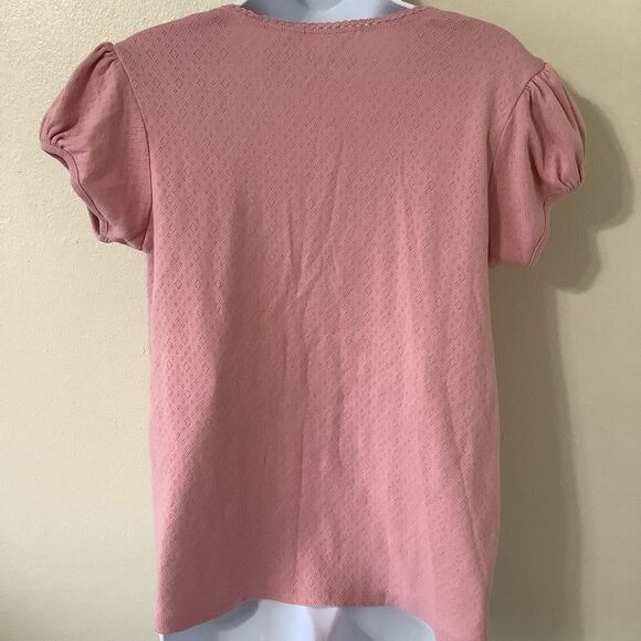 Announcements Coquette Cottagecore Feminine Pink Sequin Milkmaid Blouse Large - Picture 7 of 12